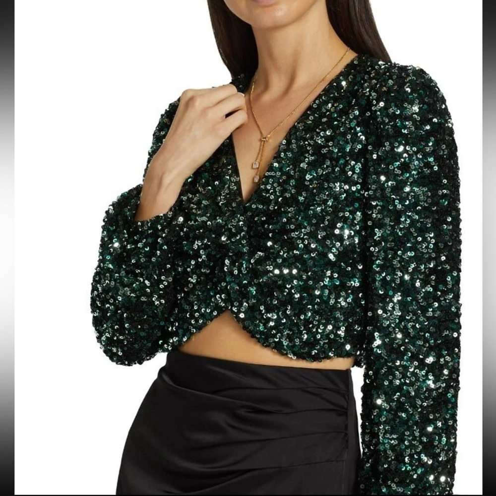 Astr “Nix” green sequin crop top, medium, new without tags - Picture 5 of 7